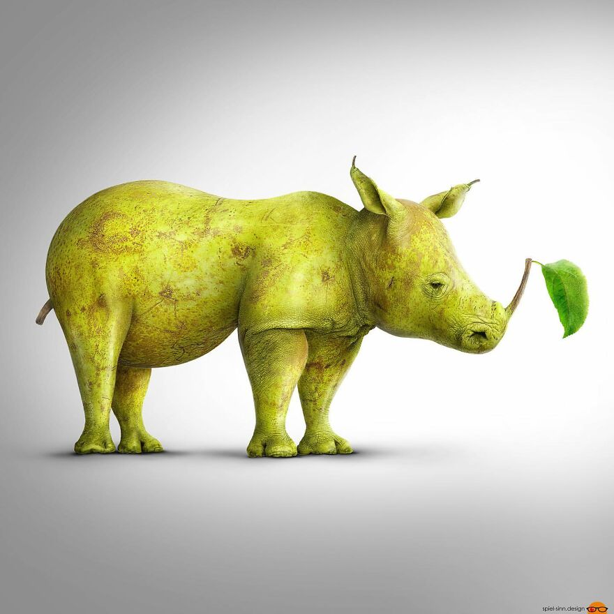 Digital Artist Makes Amazing Image Edits Using Animals, Fruits And Vegetables (120 Pics)