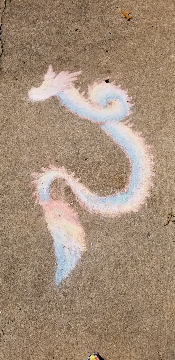 Quick Dragon Art - Chalk On Driveway Lol