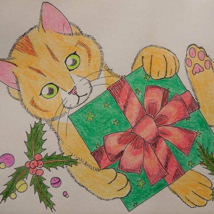 Drew This A Couple Of Years Back As A Christmas Gift For My Cat-Obsessed Sister