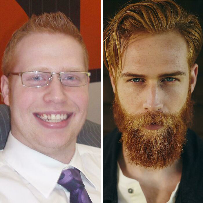 280lbs > 182lbs. Salesman Grows Ginger Beard And Becomes Gq Model