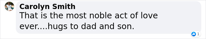 Comment praising a dad's act of love in getting a tattoo matching his son's birthmark.