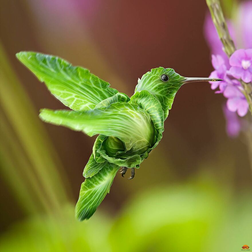 Digital Artist Makes Amazing Image Edits Using Animals, Fruits And Vegetables (120 Pics)