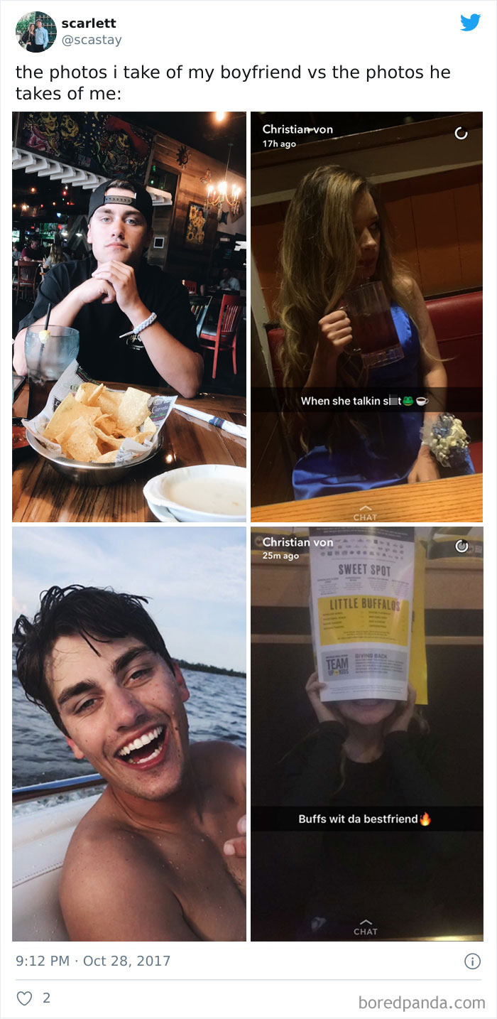 The Photos I Take Of Him vs. The Photos He Takes Of Me