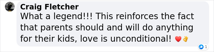 Social media comment on a dad getting a tattoo identical to his child's birthmark, highlighting parental love. Social media comment on a dad getting a tattoo identical to his child's birthmark, highlighting parental love.