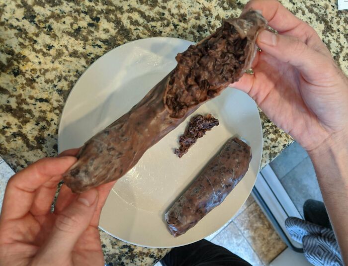 Black Bean "Burrito" My Roommate Made With Rice Paper. He Was Out Of Tortillas And Said, "I Didn't Think It Would Look Like That."