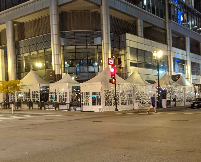 The Grand Solution To The Winter Indoor Dining Ban: Construct Indoor Spaces Outdoors. This Can't Possibly Reduce The Spread Of Covid...