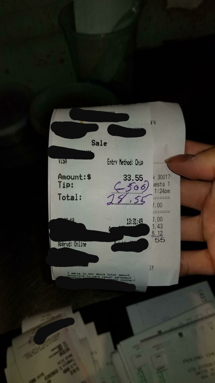 Argued That The Law Didn't Apply To Him Since He's A Regular. Demanded For The Gratuity To Be Taken Off