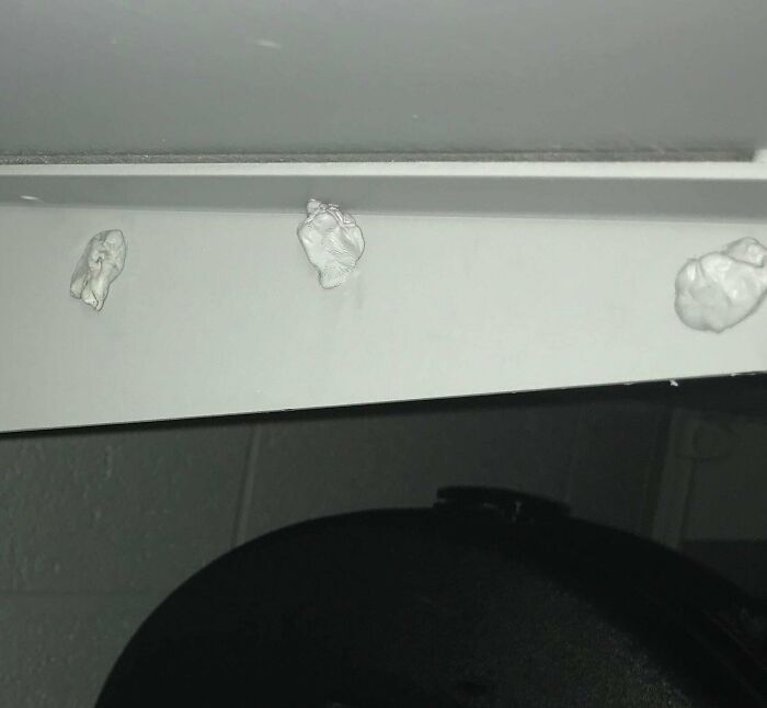 After Renovating The Band Room The People Who Painted The Shelves Just Painted Over The Gum