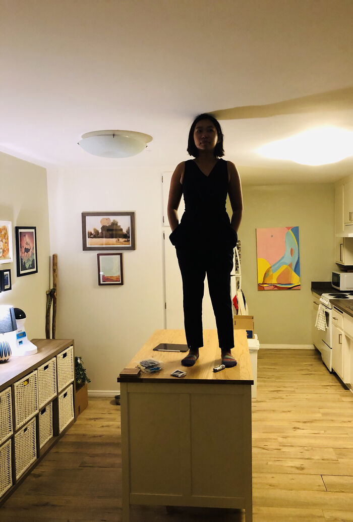 I Perfectly Fit Between Our Island And Ceiling!