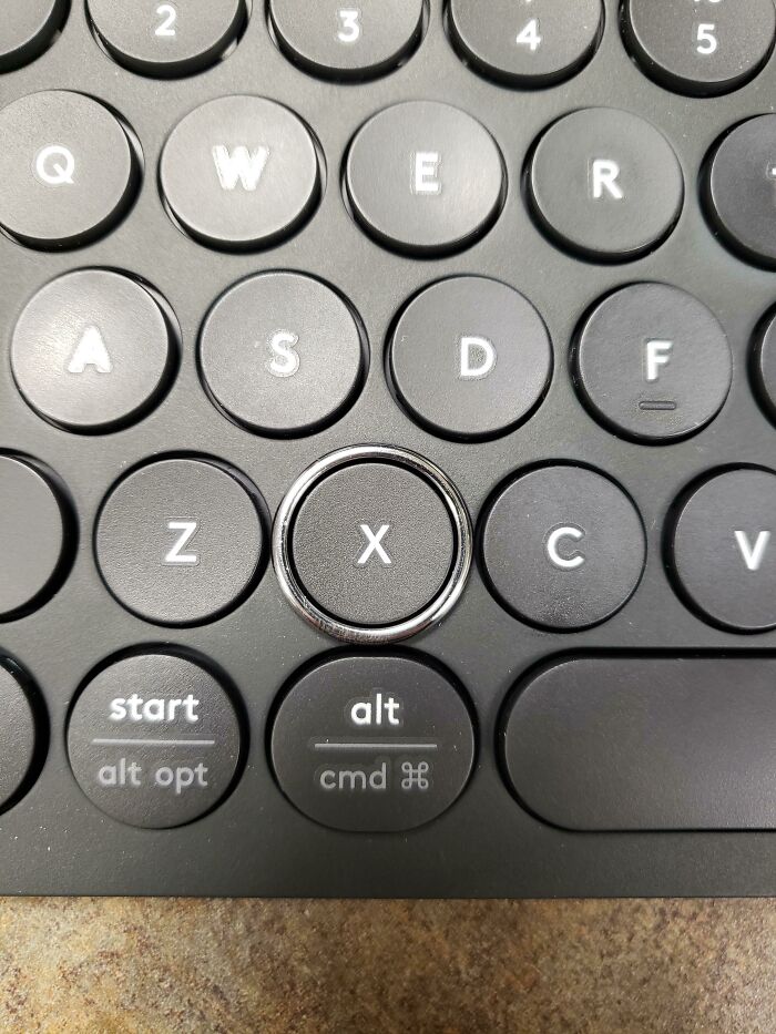 The Way My Wedding Band Fits Around The Keys Of My Keyboard