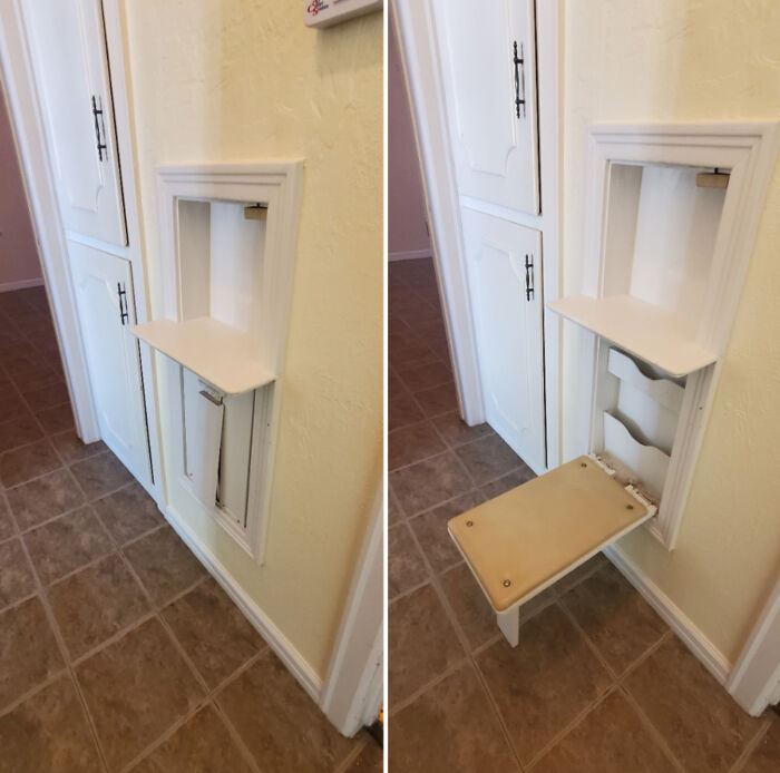 This House Built In 1947 Has A Built In Seat For Their Telephone Nook.