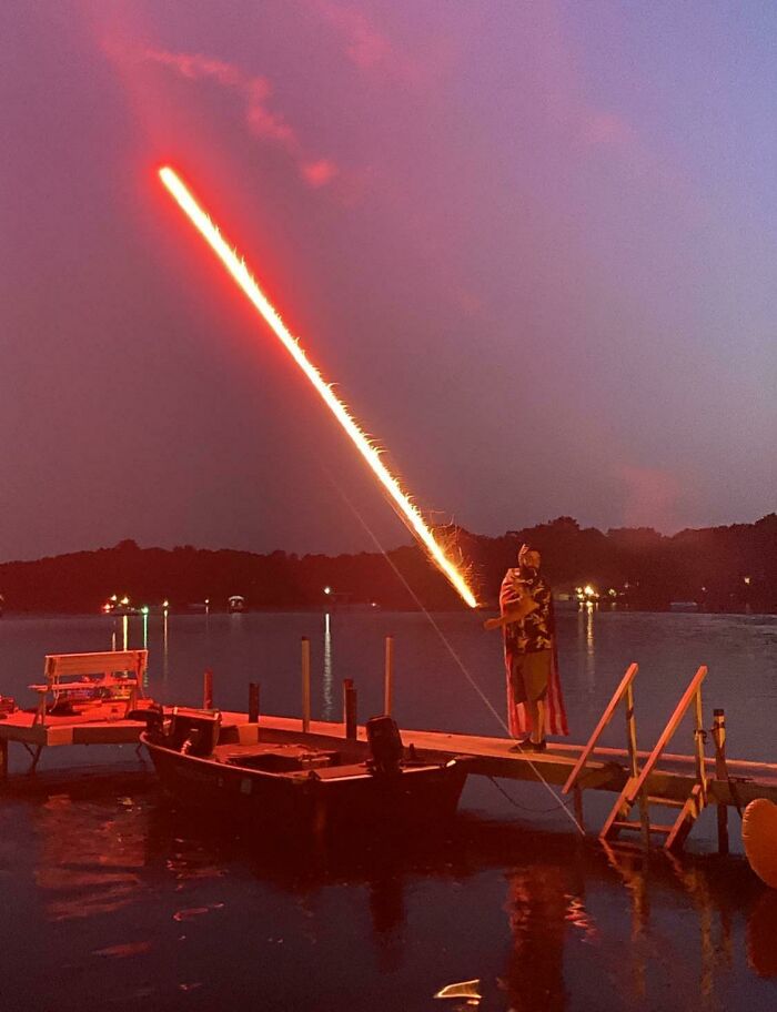 Just A Perfectly Timed Photo Of A Roman Candle Going Off