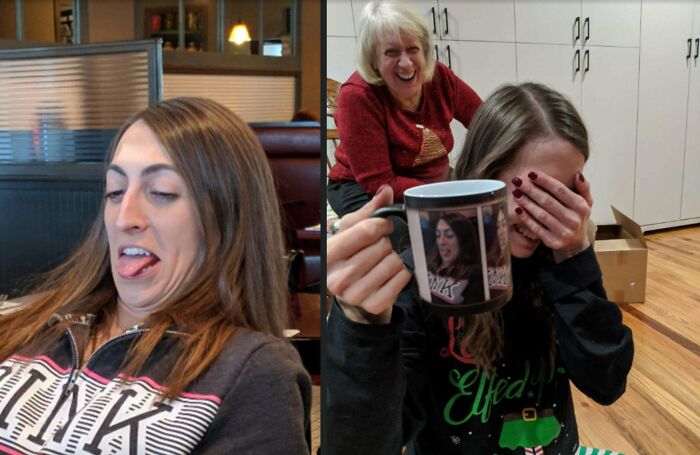 My Sister Learned A Valuable Lesson This Christmas: If You Let Your Older Brother Take An Ugly Picture Of You, You Will Get It On A Custom Color-Changing Mug As A Gag Gift. Merry Christmas Everyone!