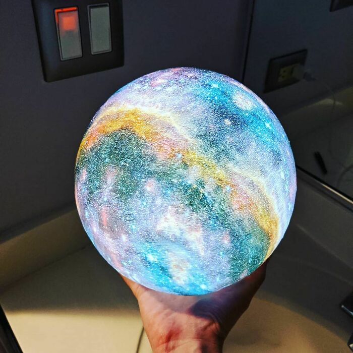 I Got This Galaxy Moon Lamp For My 7yo Daughter As Her Christmas Gift. Best Decision Ever!