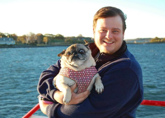 Rosie Wasn't Too Pleased With The Wind On The Ferry In Maine