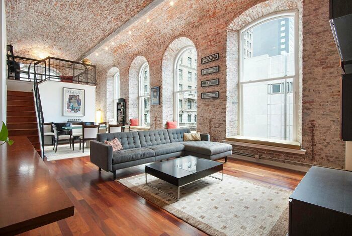 Brick Barrel Vaulted Ceiling And 12-Foot Windows In This Philadelphia Industrial Loft