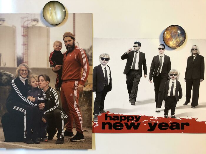 Last Christmas A Stranger Sent Me The Card On The Left. This New Year I Got The One In The Right. Thank You Anonymous Sender