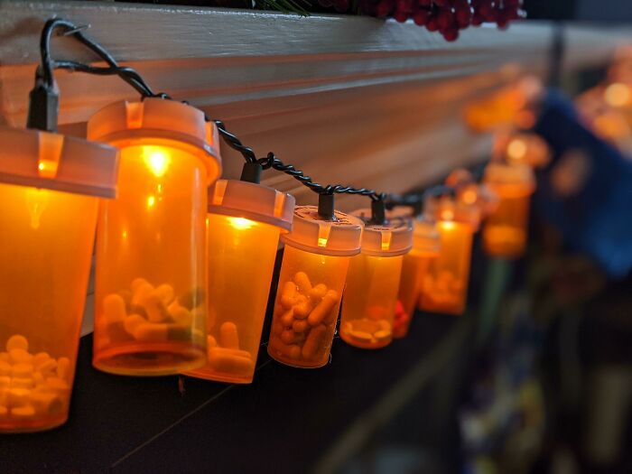 My Retired Ulcerative Colitis Pills. After My Last Ileostomy, I Turned Them Into Xmas Lights