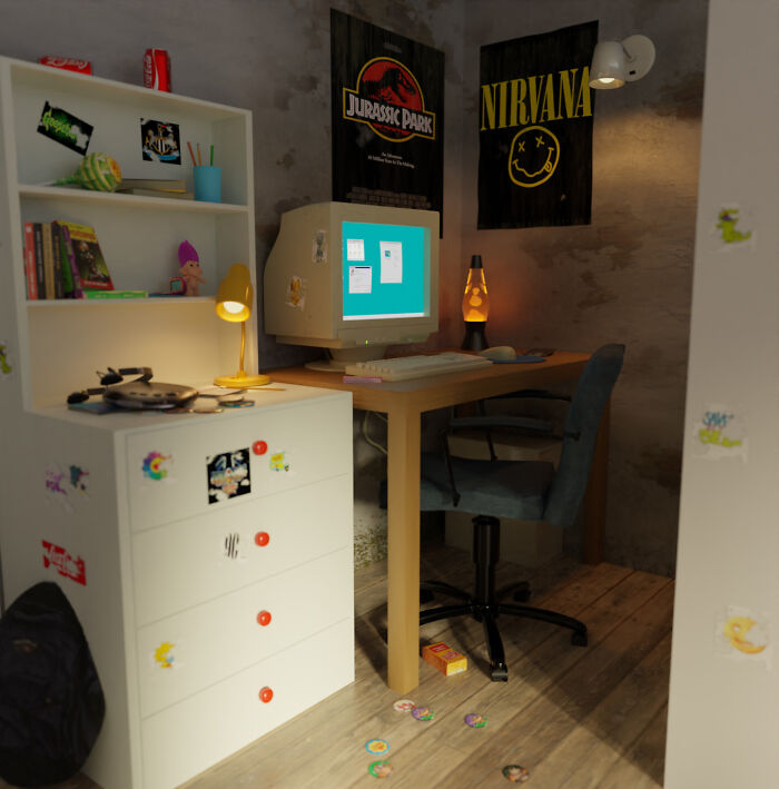 Remade My Room From The 90s In A 3D-Software, As I Remembered It