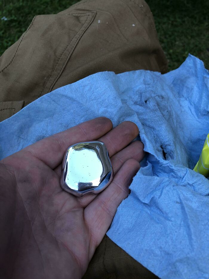 Melted Some Beer Cans And Made A Shiny Rock