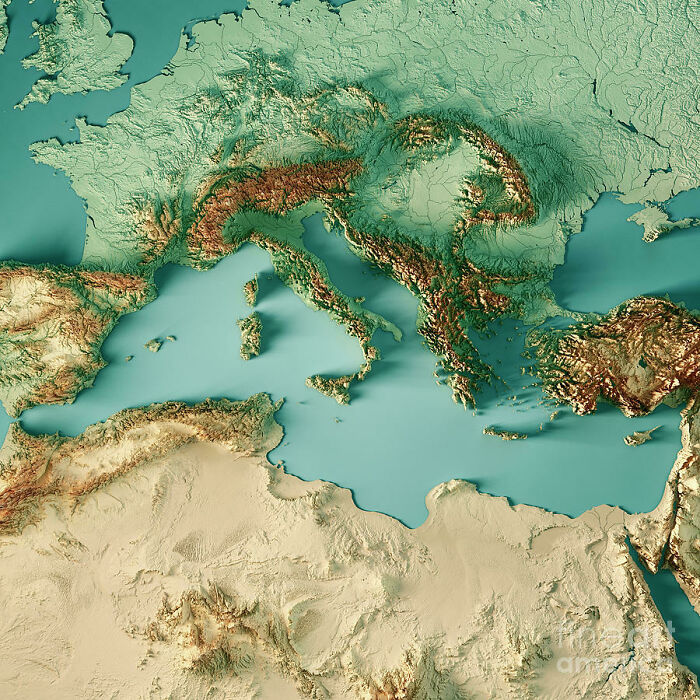 The Topography Of Mediterranean Sea