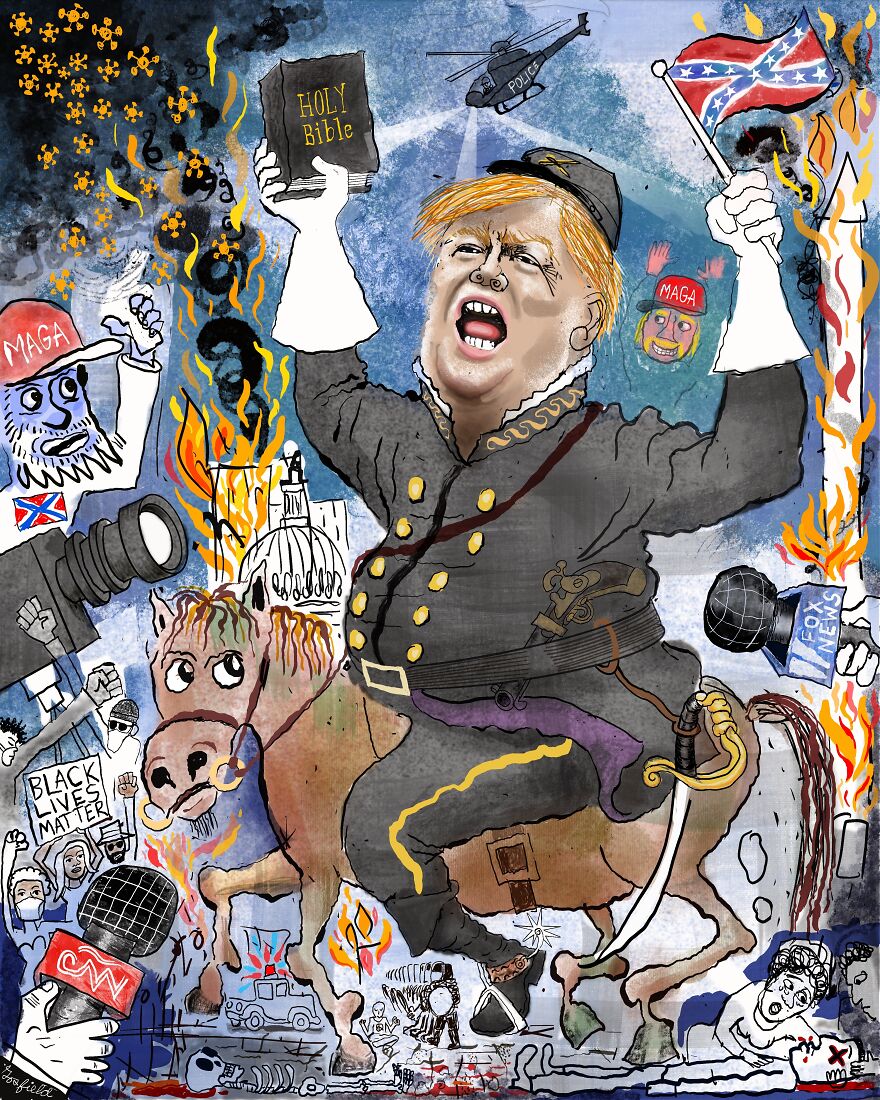 August 12: In The Middle Of A Pandemic, Trump Gives Encouragement To The Confederate-Flag-Waving White-Supremacist Marchers.