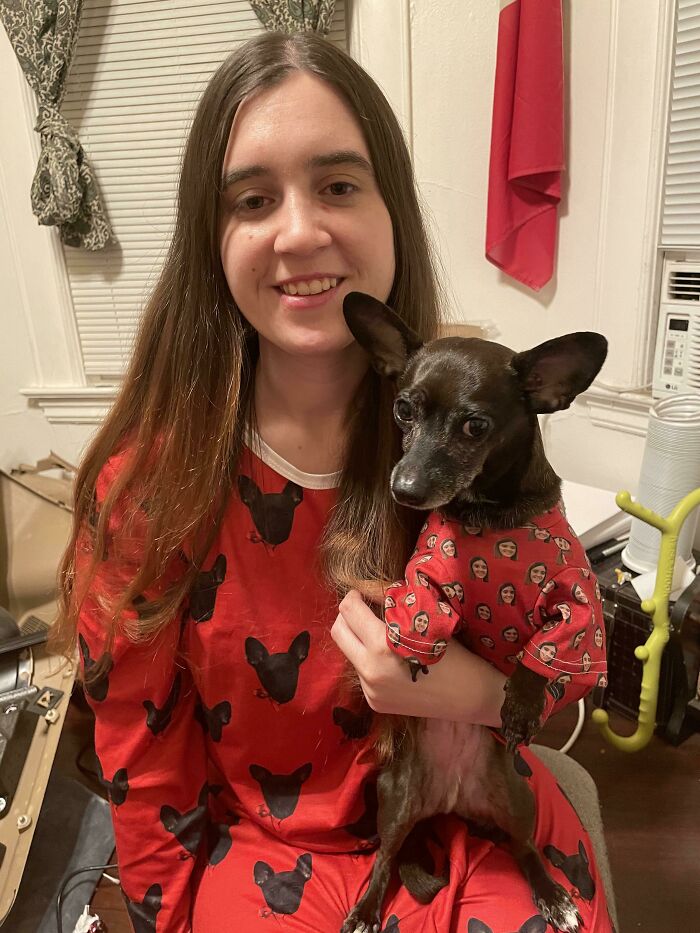 For Christmas, My Mom Got My Dog And I Matching Pajamas