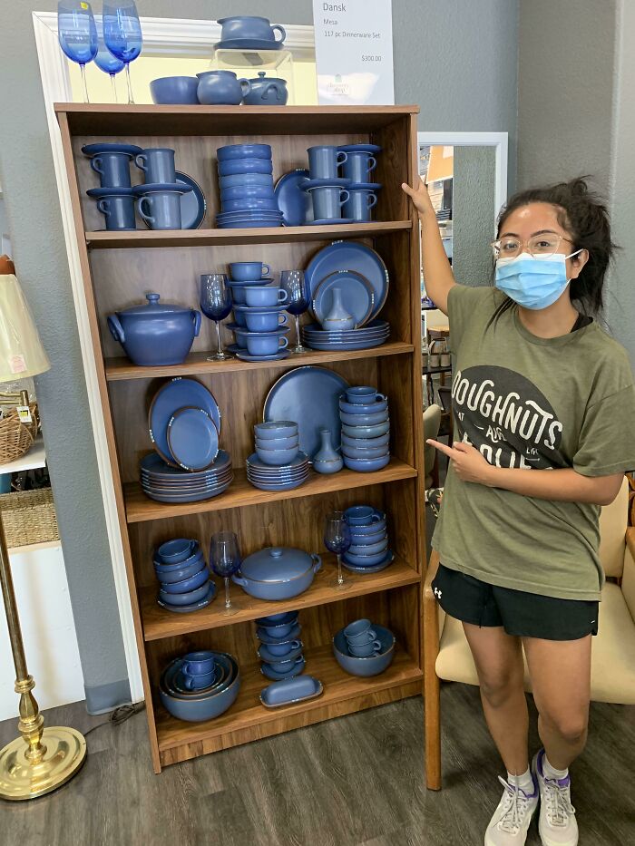 Newlyweds First Thrift Trip Since Quarantine Started. Scored An Almost Complete Dansk Mesa Sky Blue Set For $300