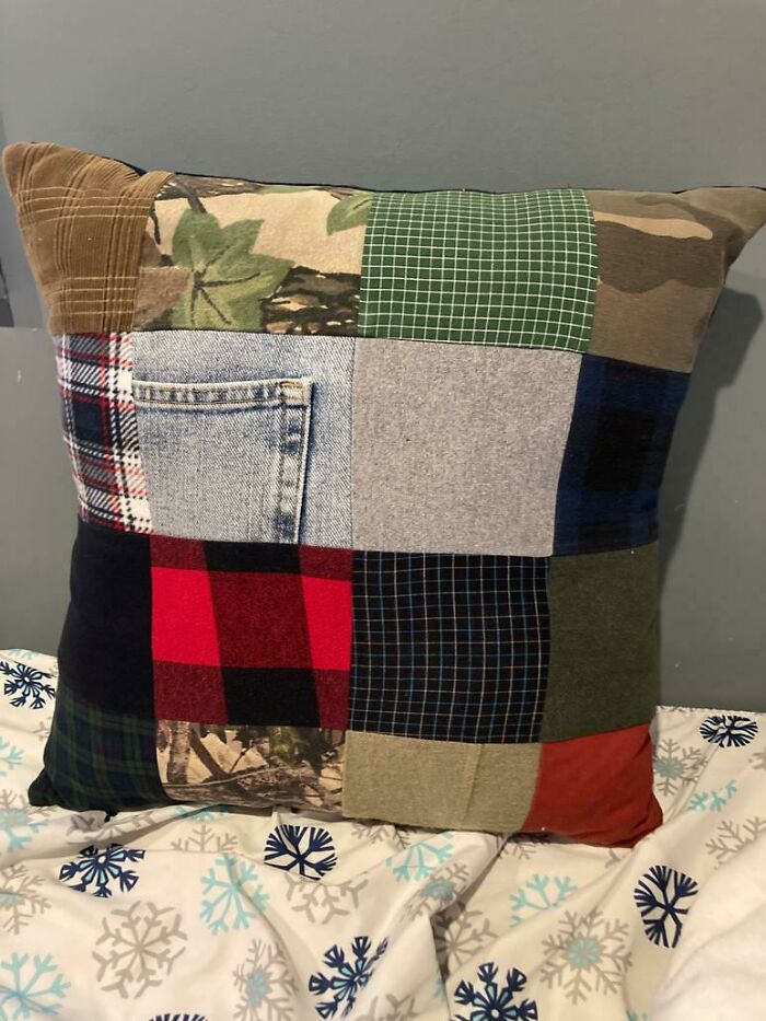 Today A Got A Present From My Aunt That Is A Pillow Made From My Deceased Grandpa's Clothes