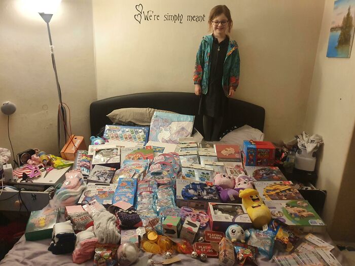 My 6-Year-Old Ready To Make Her (Our) Christmas Gift Donation. Biggest Year Yet, 115 Gifts