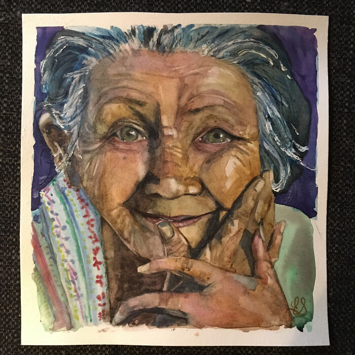 Watercolor. I’m Practicing Portraits And Different Skin Colours And Textures.