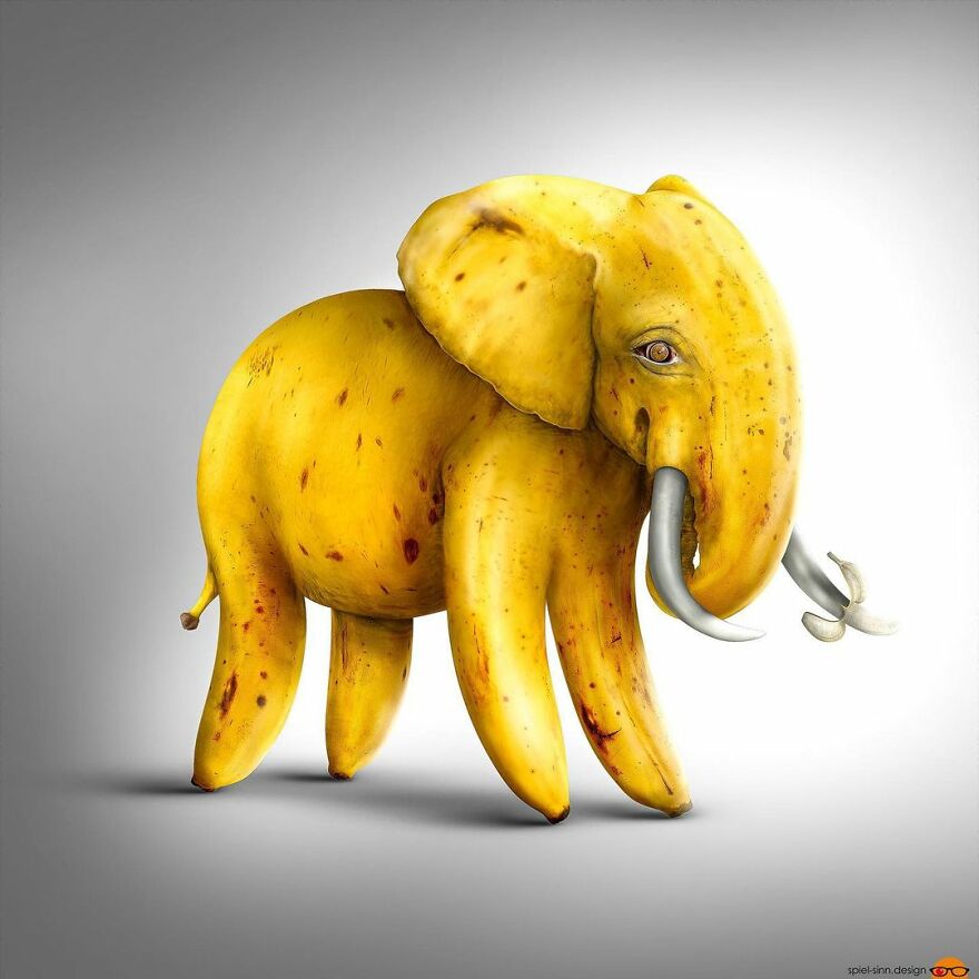Digital Artist Makes Amazing Image Edits Using Animals, Fruits And Vegetables (120 Pics)