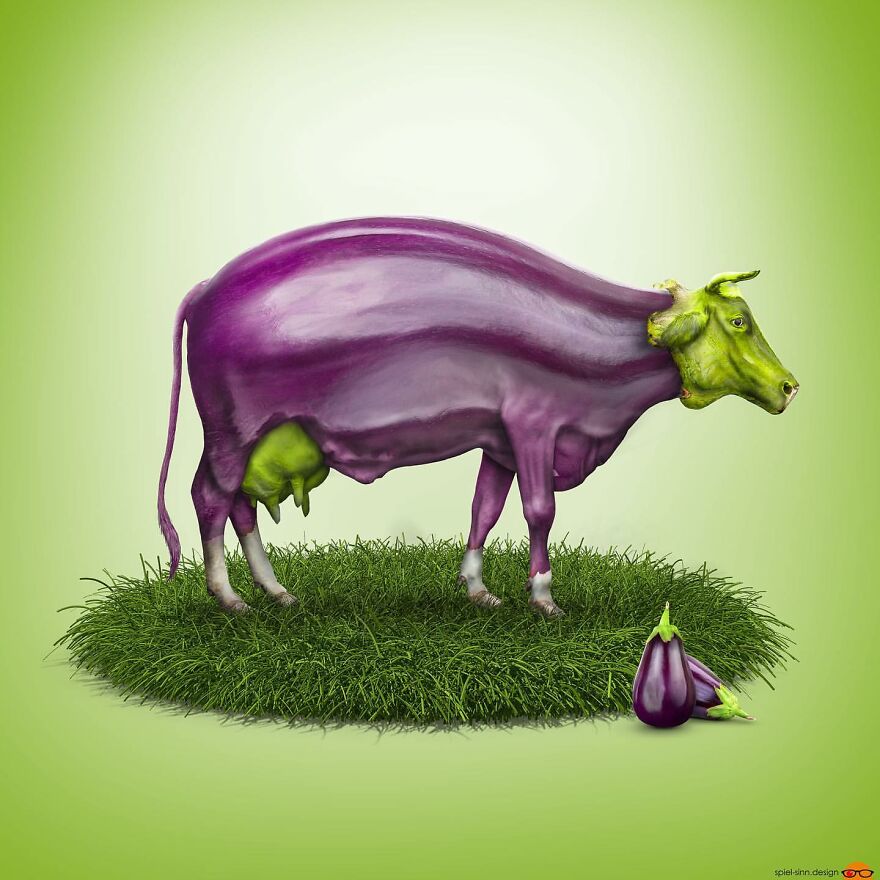 Digital Artist Makes Amazing Image Edits Using Animals, Fruits And Vegetables (120 Pics)
