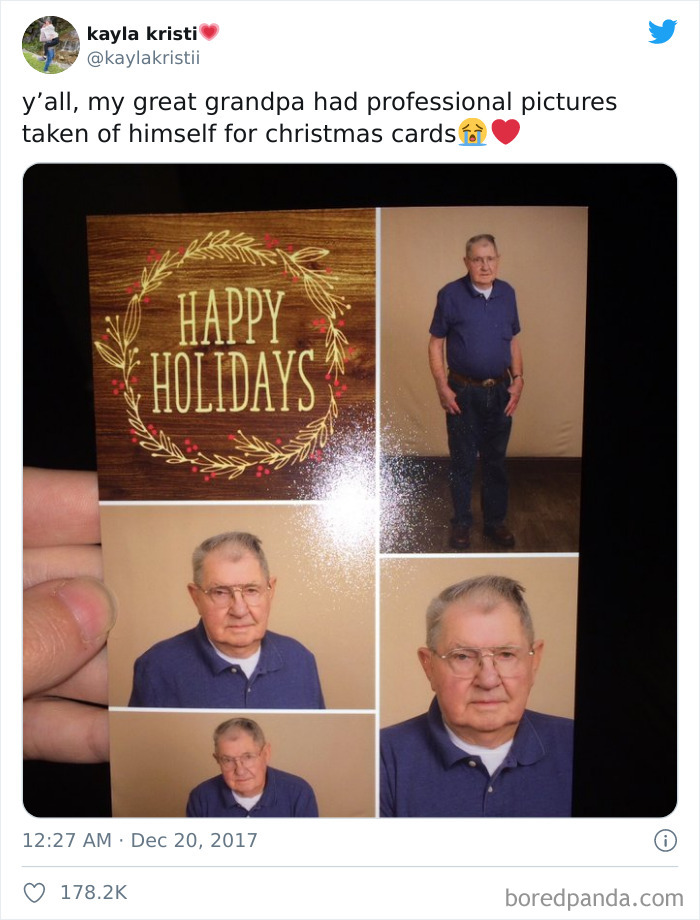 Grandpa Had Professional Pictures Taken Of Himself For His Christmas Cards