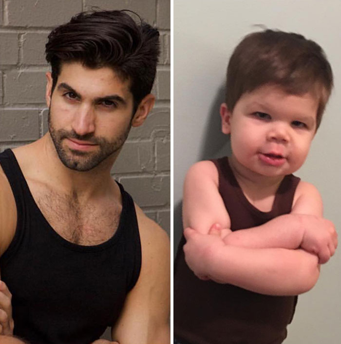 Mom Makes Fun Of Her Model Brother By Having Her Toddler Recreate His Poses, And Result Is Hilariously Adorable (76 New Pics)