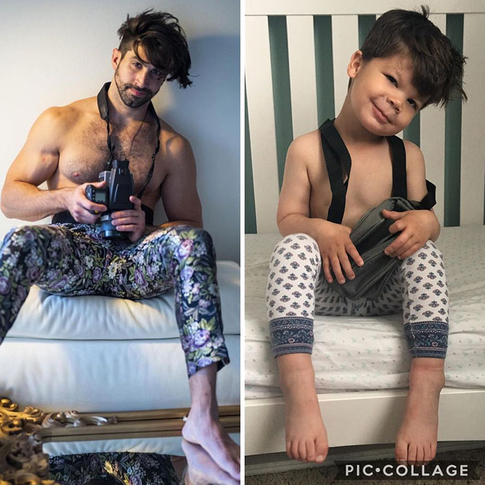 Mom Makes Fun Of Her Model Brother By Having Her Toddler Recreate His Poses, And Result Is Hilariously Adorable (76 New Pics)