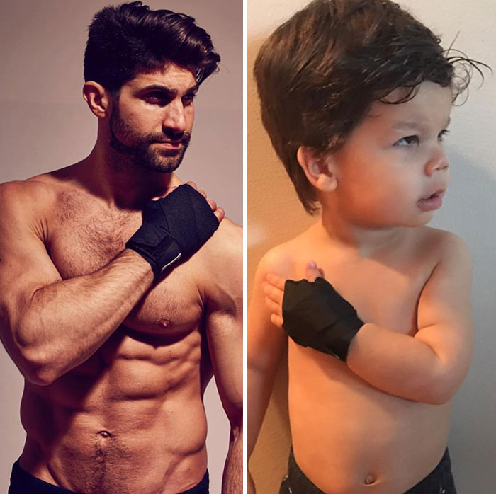 Mom Makes Fun Of Her Model Brother By Having Her Toddler Recreate His Poses, And Result Is Hilariously Adorable (76 New Pics)