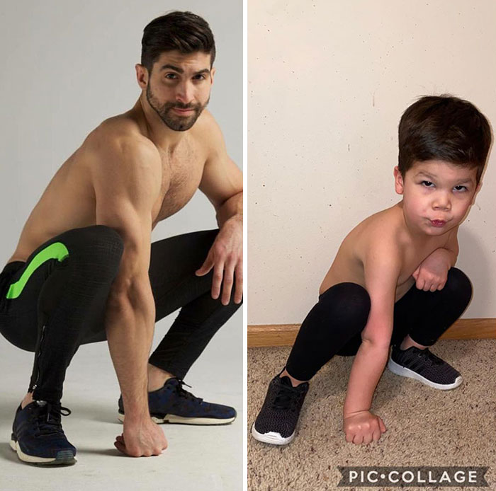 Mom Makes Fun Of Her Model Brother By Having Her Toddler Recreate His Poses, And Result Is Hilariously Adorable (76 New Pics)