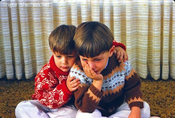 My Uncle, Comforting My Father After Breaking A Toy On Christmas Morning, 1969. That’s Brotherly Love