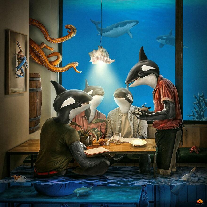 Digital Artist Makes Amazing Image Edits Using Animals, Fruits And Vegetables (120 Pics)