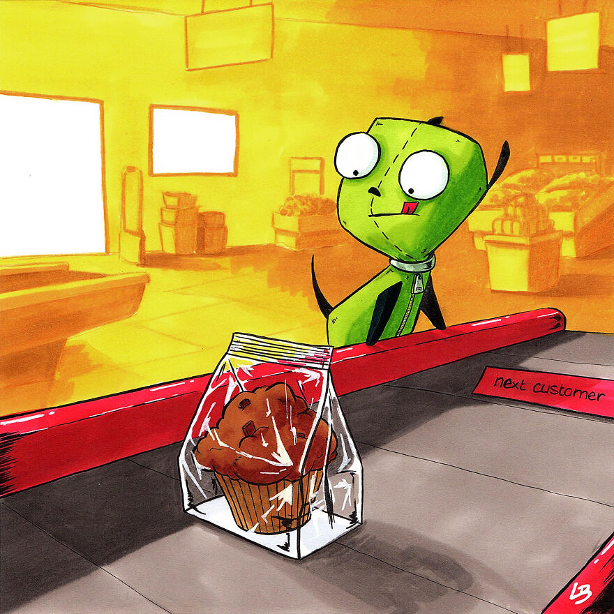 Gir (Invader Zim) And A Muffin