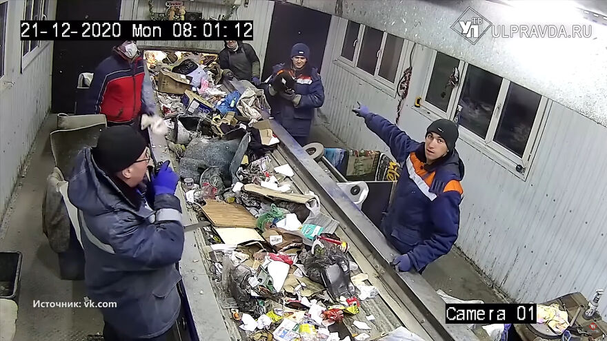 Worker Rescues Cat In A Bag Only Seconds Away From It Being Crushed By Garbage Machine