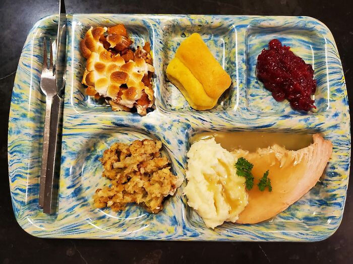 We Finally Got To Bust Out The Vintage Cafeteria Trays I Found At A Rummage Sale A Couple Of Years Ago. Happy Thanksgiving! Wow Y'all! Thanks For All The Love. They're Stamped Prolon Ware On The Back. I Paid $1 For Four Of Them. Probably My Best Find Ever!