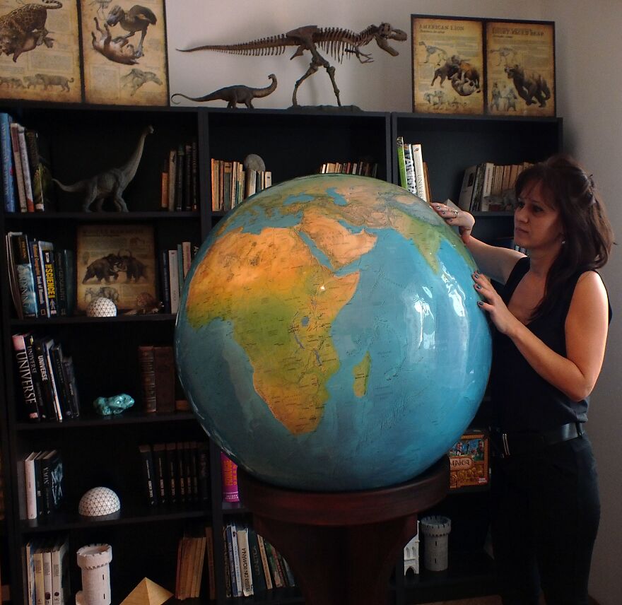 I Create Large Earth Globes From Gypsum And Natural Pigments (16 Pics)