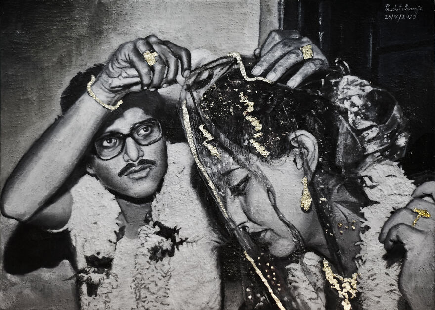 Watercolor Painting With Gold Leaf