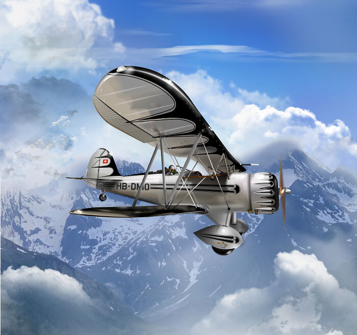 A Drawing Of A Waco Biplane Based In Altenrhein Ch