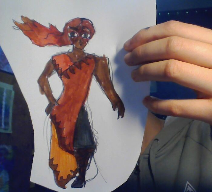 This Is Umber, Also Known As Red, Telling You She's Seen Better. (She's A Fire Elemental.)