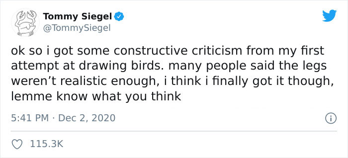 People 'Criticized' How This Artist Drew Bird Legs, So He Trolled Them By "Fixing" The Legs