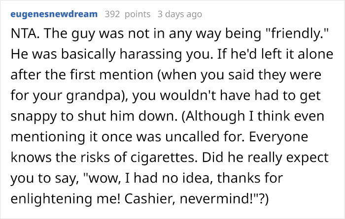 Person Snaps At A Stranger Who Says They Shouldn't Be Smoking, Asks If They're A Jerk