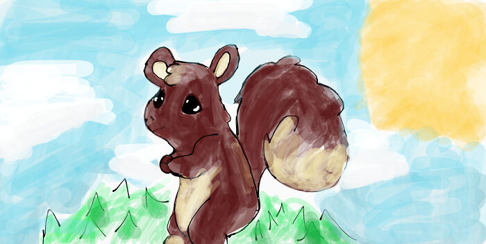 Squirrel Drawn On Crome Canvas